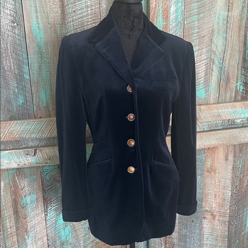 Lauren Ralph Lauren Midnight Velvet Blazer with Brass Buttons